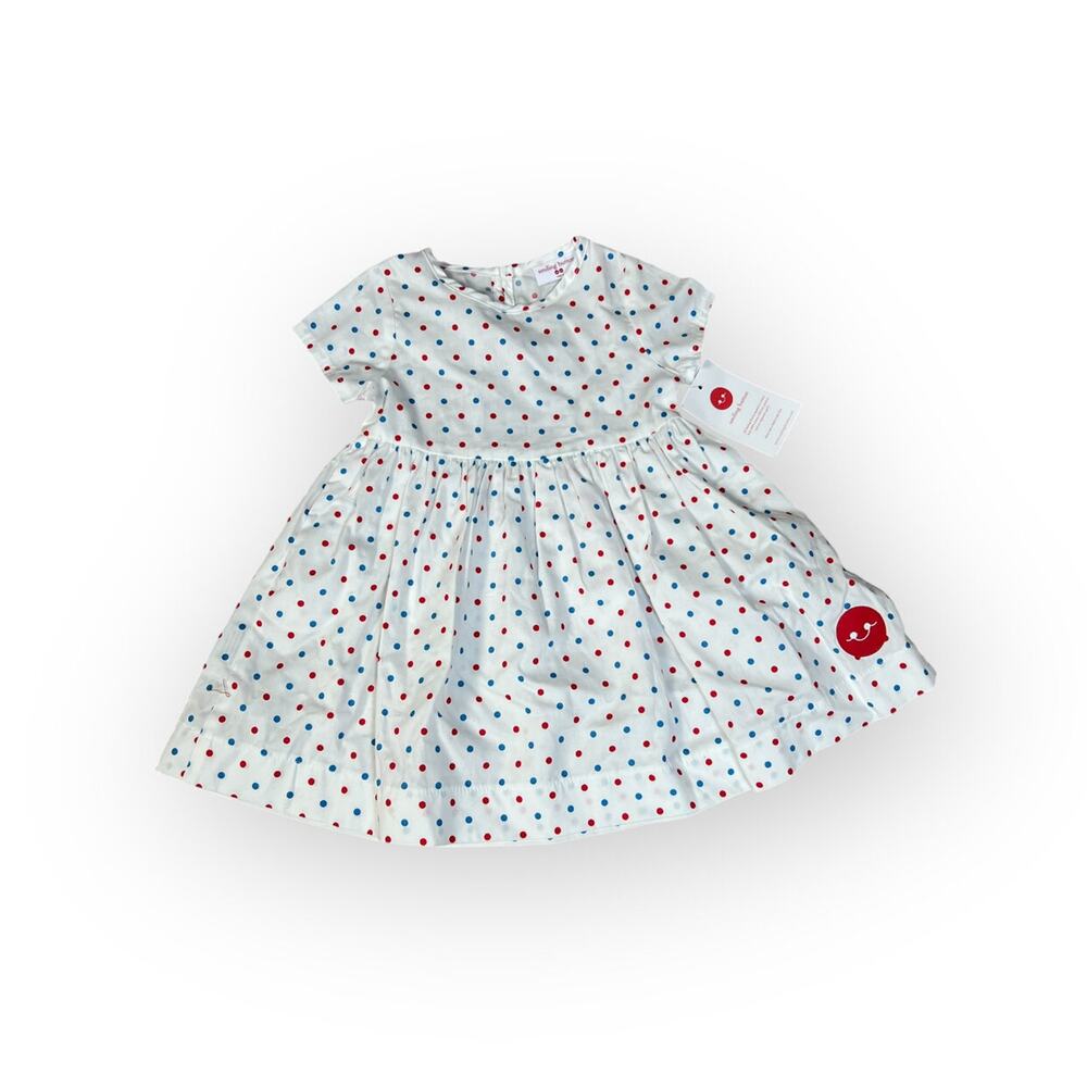 Smiling Button New Americana Dots Sunday Dress